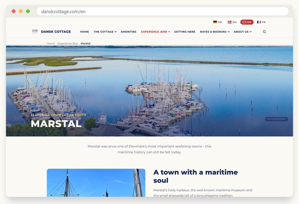 Screenshot of the website DanskCottage.com
