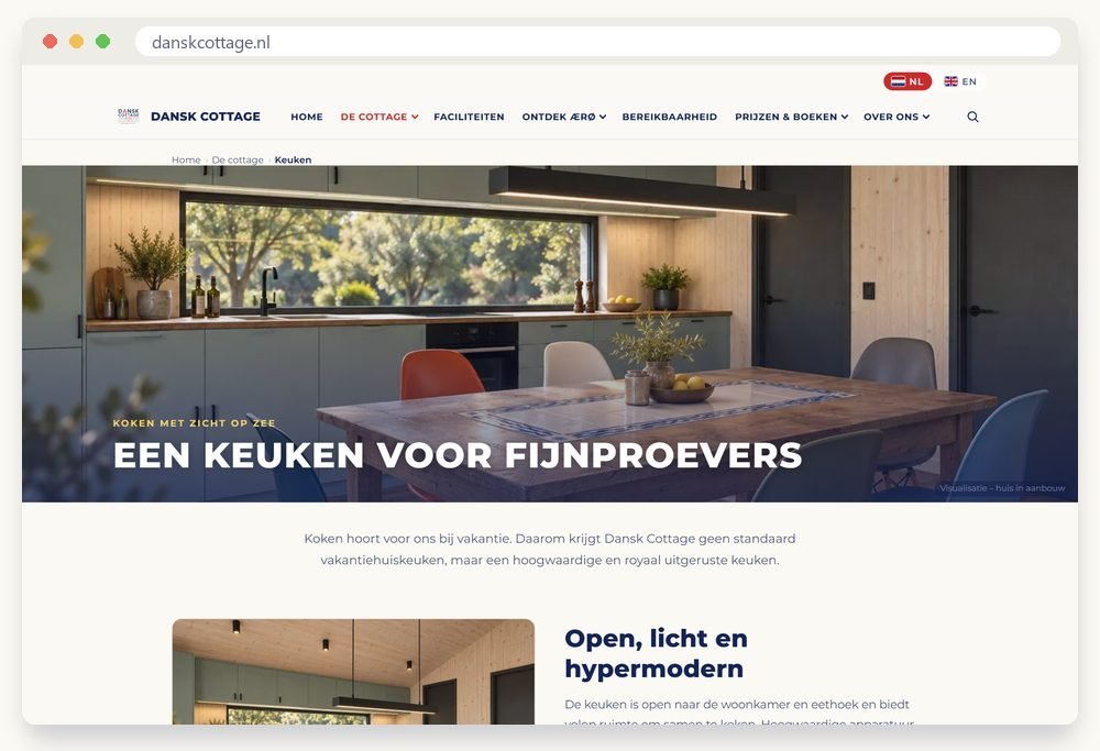 Screenshot of the website DanskCottage.nl